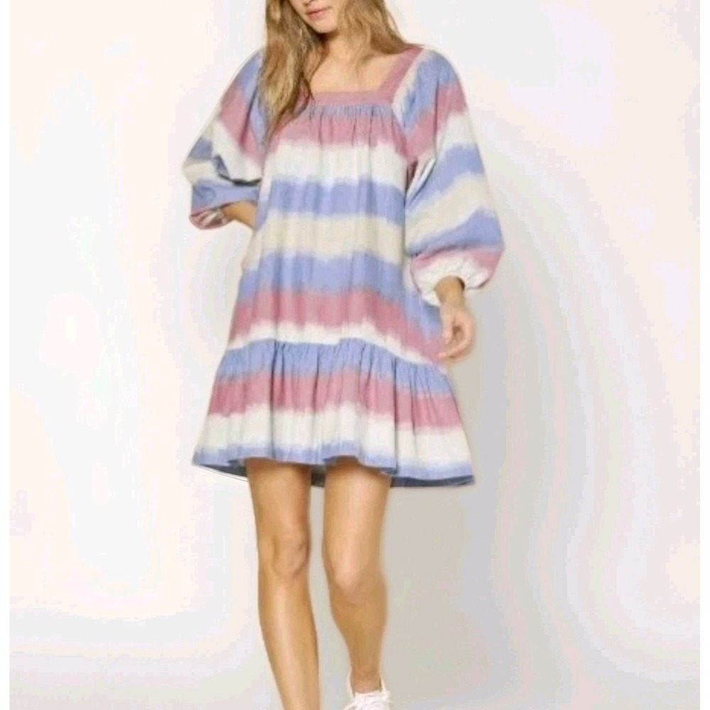 Outerknown + Pieces & Co Micro Dress Organic Cotton Soft Playful Mini Boho Sz M